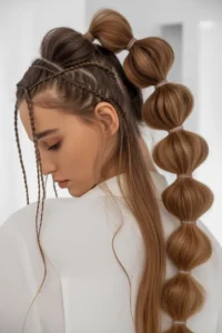 Baby Braids with Bubble Ponytail