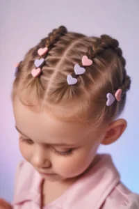 Baby Braids with Heart Clips