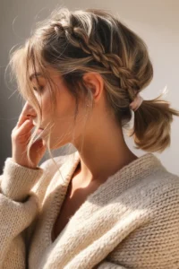 Baby Braids with Messy Low Ponytail