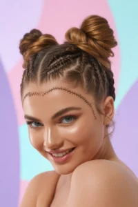 Baby Braids with Space Buns