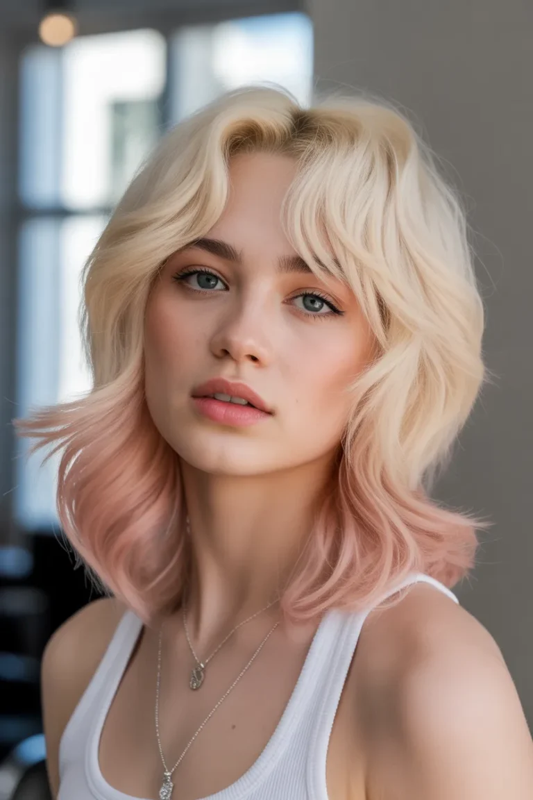 Blonde + Pink Gemini Wolf Cut