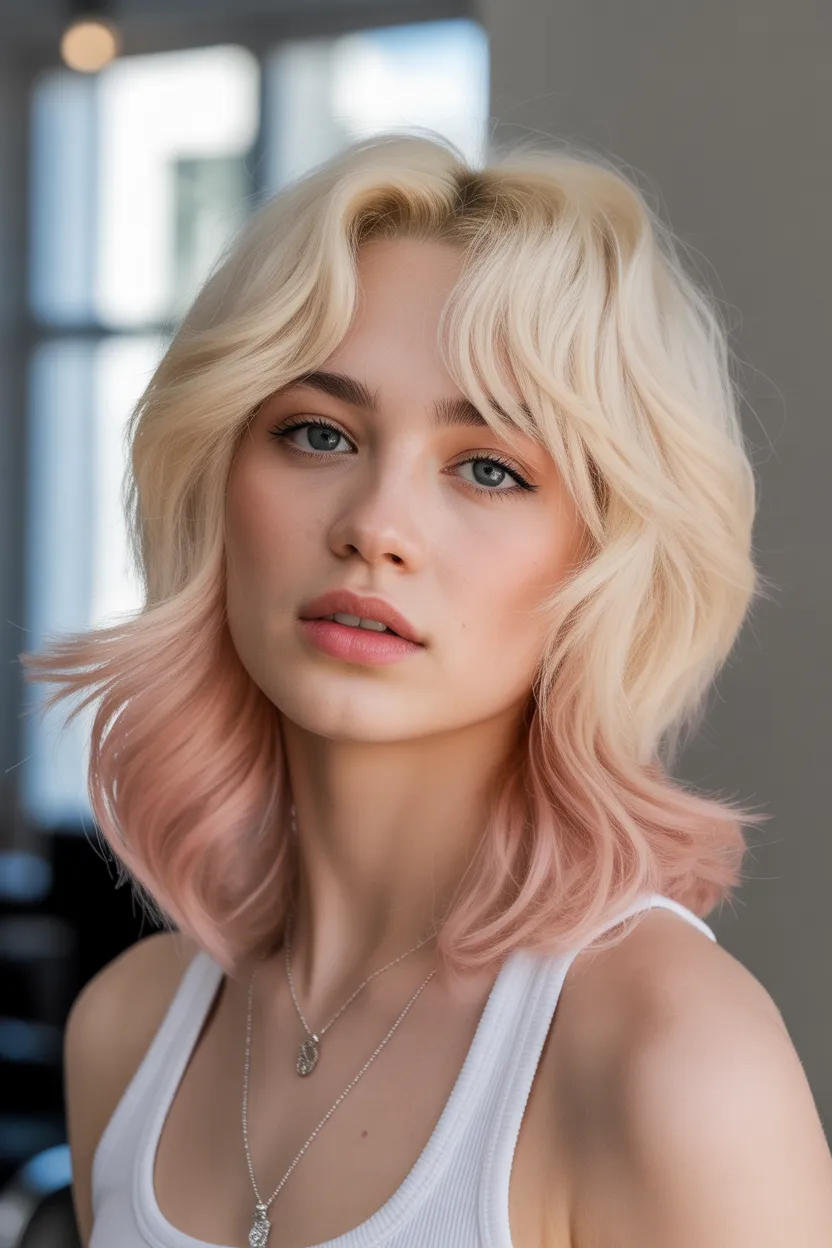 Blonde + Pink Gemini Wolf Cut