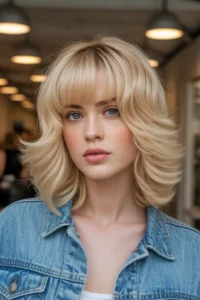 Blonde Wolf Cut With Bangs + Soft Blowout