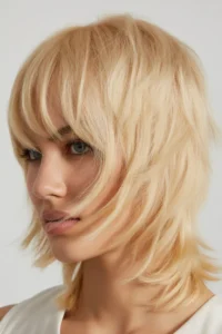 Blonde Wolf Cut With Bangs for Thin Hair