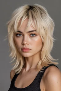 Blonde Wolf Cut With Micro Bangs