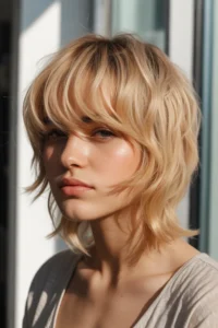 Blonde Wolf Cut With Side Bangs