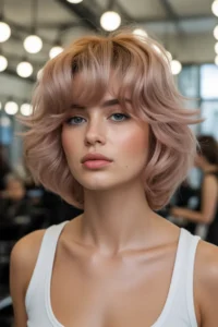 Butterfly Cut Short Hair with Volume Blowout