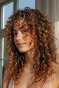 Caramel Highlights on Curly Hair