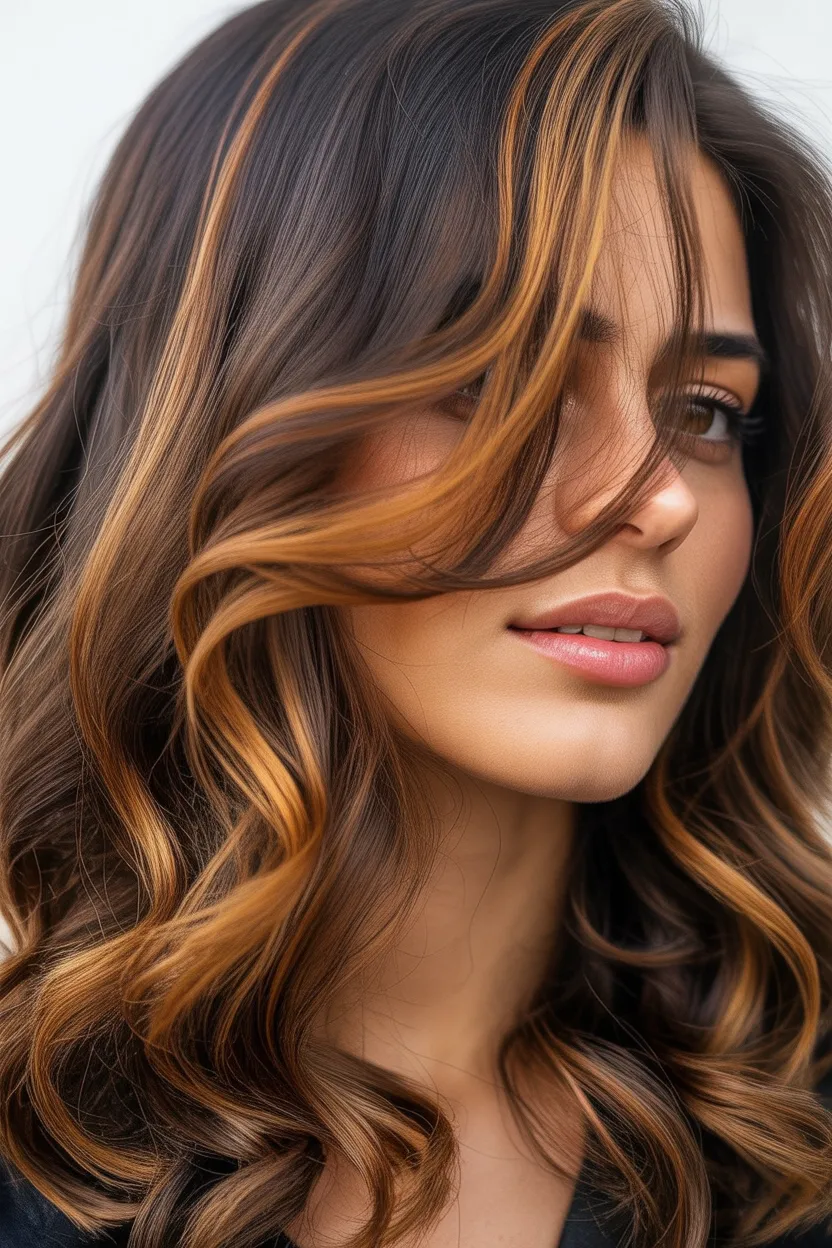 Caramel Highlights with Rose Gold Touch