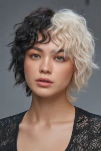 Classic Split Dye Wolf Cut (Black + Platinum)