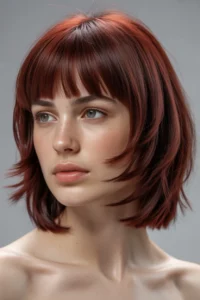 Classic Wolf Cut + Cherry Red Bangs