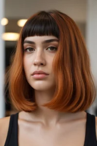Copper Wolf Cut + Black Bangs Contrast