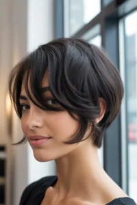 Cropped Cut with Side-Swept Bangs
