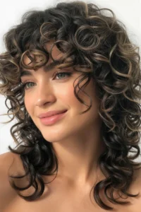 Curly Wolf Cut + Curtain Bangs