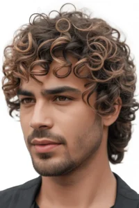 Curly Wolf Cut Men Hair