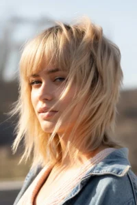 Dirty Blonde Wolf Cut With Piecey Bangs