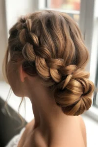 Dutch Braid into Low Side Bun