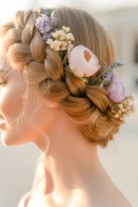Dutch Braid with Floral Pins