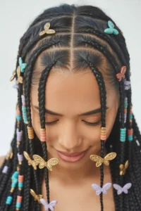 Fulani Braids with Burgundy Color