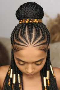 Fulani Braids with Half-Up Bun