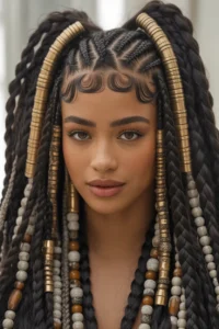 Fulani Braids with Long Goddess Braids