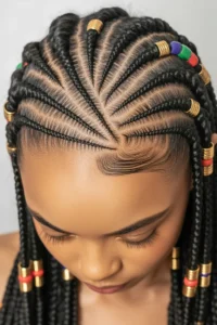 Fulani Braids with Zigzag Parts