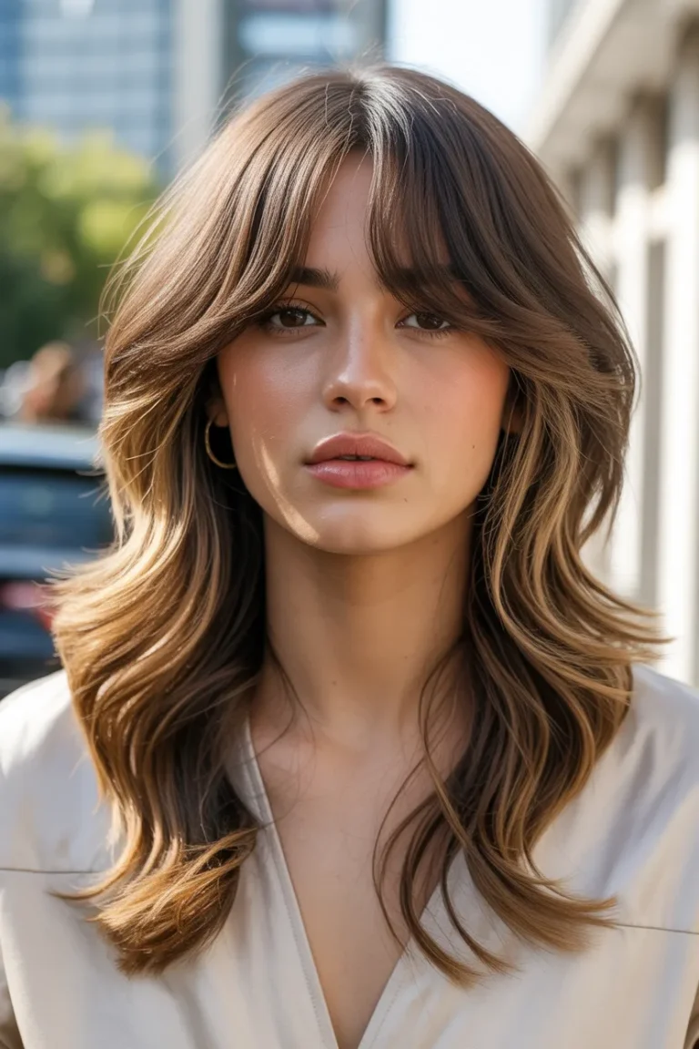 Long Wolf Cut + Curtain Bangs (Mermaid Layers)