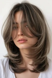 Long Wolf Cut + Curtain Bangs for Thin Hair