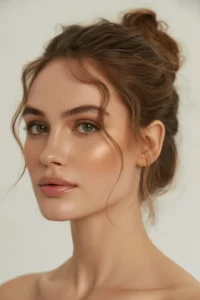 Messy Bun with Face-Framing Strands