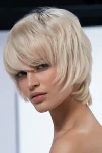 Short Butterfly Cut in Platinum Blonde
