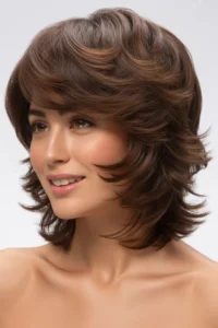 Short Butterfly Cut with Layered Crown Volume