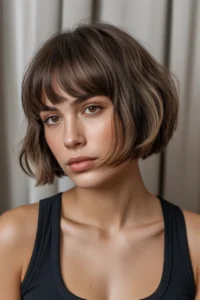 Short Wolf Bob + Curtain Bangs (Wolf-Bob Trend)
