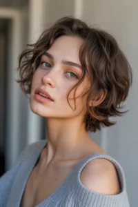 Short Wolf Cut + Curtain Bangs with Messy Waves