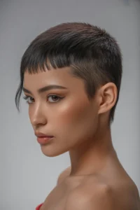 Short Wolf Cut + Curtain Bangs with Sharp Ends