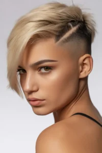 Side Shaved Hair with Blonde Top