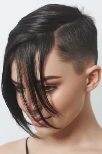 Side Shaved Hair with Side-Swept Bangs