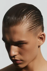 Side Shaved Hairstyle with Slick Back Top