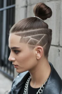 Side Shaved Undercut with Top Knot