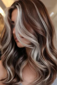 Silver Highlights on Chocolate Brown Hair