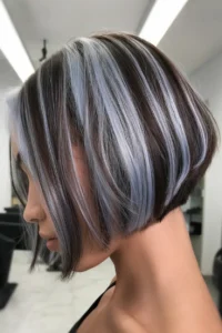 Silver Highlights on Short Bob