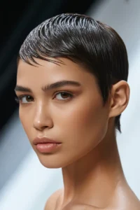 Sleek Cropped Cut (Wet Look)