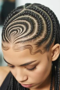 Swirl Cornrows with Criss-Cross Front