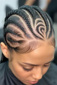 Swirl Cornrows with Triangle Parts