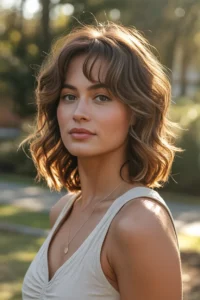 Wavy Wolf Cut + Side-Swept Bangs