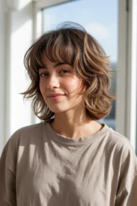 Wolf Cut + Curtain Bangs with Blowout Style