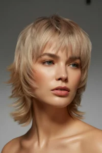 Wolf Cut + Metallic Gold Bangs