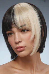 Wolf Cut + White Blonde Bangs on Dark Base