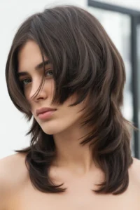 Wolf Cut with Deep Side Part