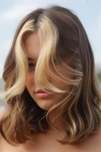 Brunette + Blonde Skunk Highlights