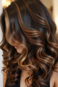 Caramel Balayage on Dark Brunette